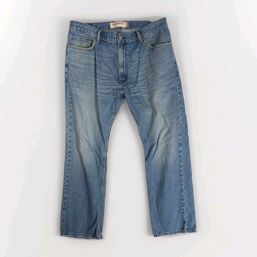 Levis 505 Jeans Mens 36x30 Blue Regular Fit Straight Leg Medium Wash Denim Pants